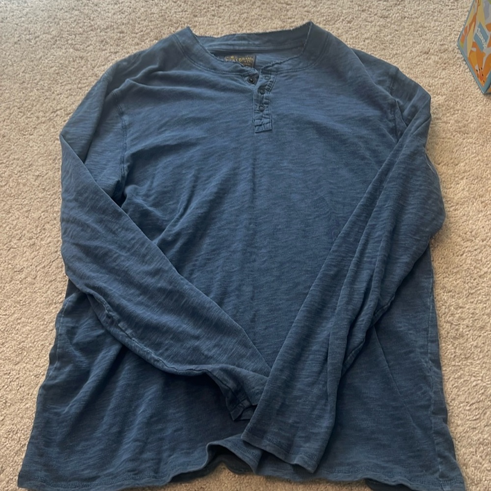 Lucky Brand blue Cotton Henley long sleeve shirt in size large
